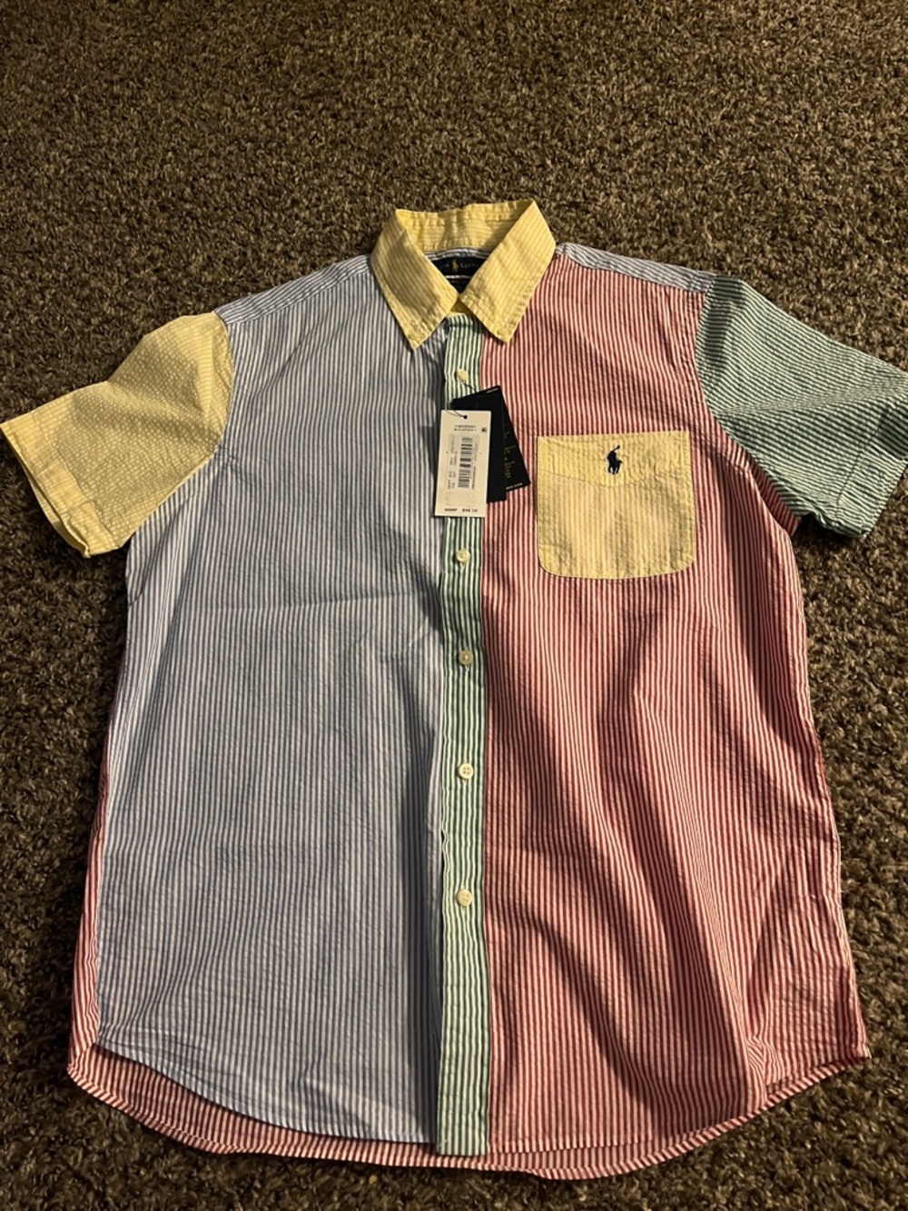 Polo by Ralph Lauren Multicolor Striped Patchwork Short-Sleeve Shirt